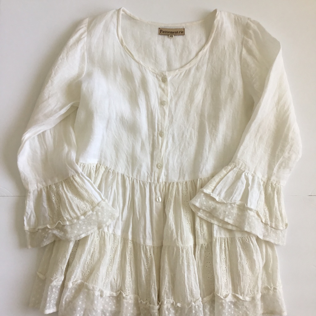 Passementrie Women’s Blouse Cream Lagenlook Size Xs — image 4 of 8